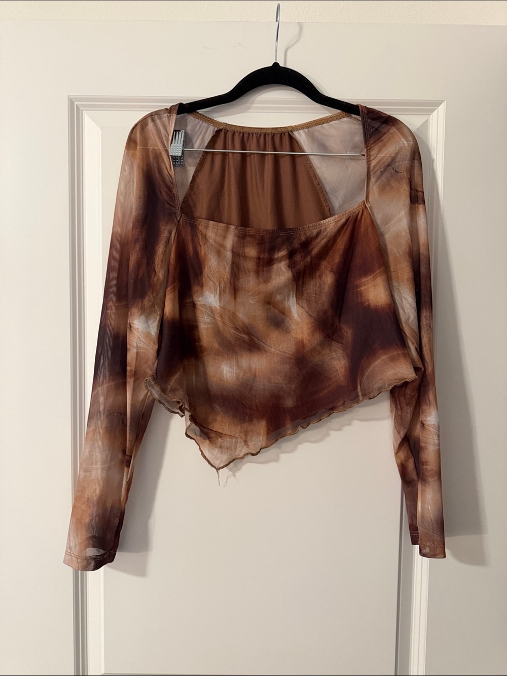 Brown Tie-Dye Long Sleeve Women's Top